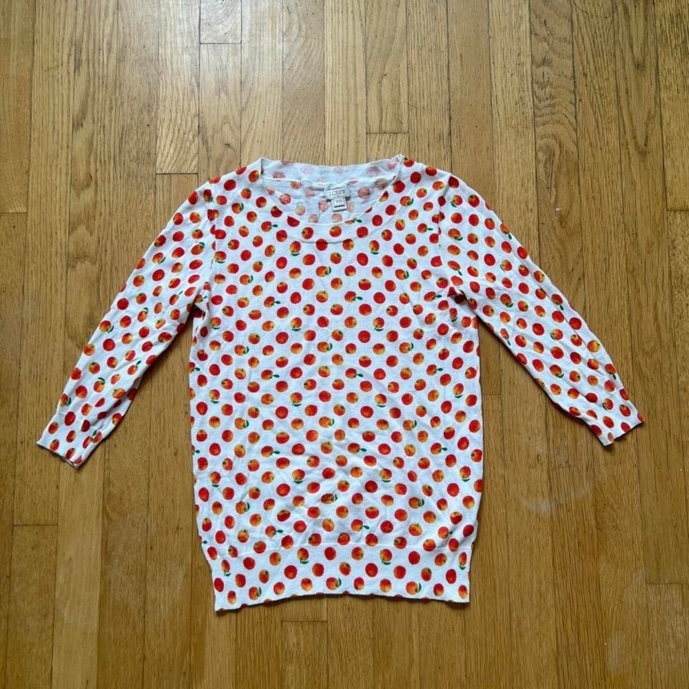 J.Crew Oranges Print Lightweight Sweater Women's XXS 100% Cotton